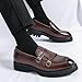 Men's Double Monk Strap Lug Sole Slip On Loafers Fashion Classic Platform Chunky Business Dress Leather Shoes for Formal/Party/Work (Brown,12)