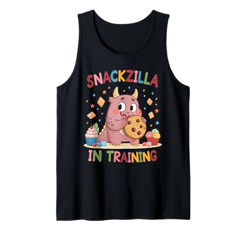 Cute 'Snackzilla in Training' Graphic for Children Tank Top