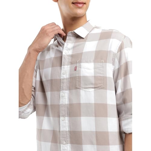 Image of Levi's Men Cotton Checkered Slim Fit Shirt