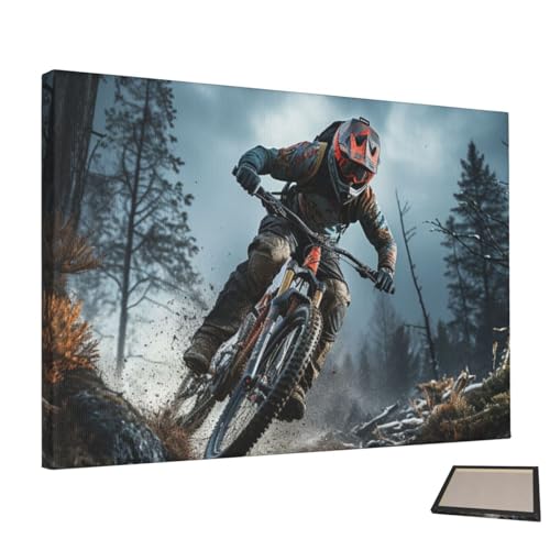 Tournoi de vélo de montagne peinture murale décorative sur toile de salon