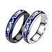 AmDxD Alianza de boda de plata y negro, acero inoxidable para mujer, anillos de cambio de color de temperatura de corazón, W51.5 & M59, Acero inoxidable, Sin piedras preciosas,