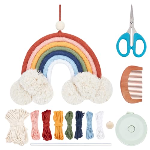 BEUNITONE Macrame Rainbow Kit for Adults Beginners Colorful Wall Hanging