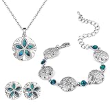 Lauren-Spencer Sand Dollars Anklet/Bracelet/Necklace/Dangle Earrings for Women Girls with Abalone,Oc