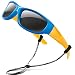 RIVBOS Rubber Flexible Kids Polarized Sunglasses Glasses for Baby and Children Age 3-10 (Mirrored Lens Available) RBK037(Blue,Black Polarized Lens)