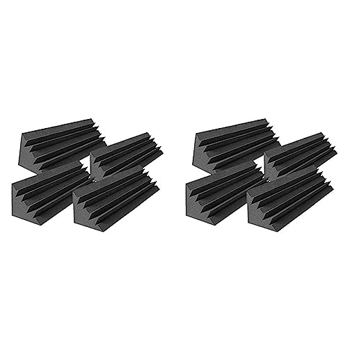 Uikdjgu 8 Pz Acustici Studio Schiuma Acustica Insonorizzata, Trattamento Acustico Trap Corner, Cunei Acustici, 12X12X48cm