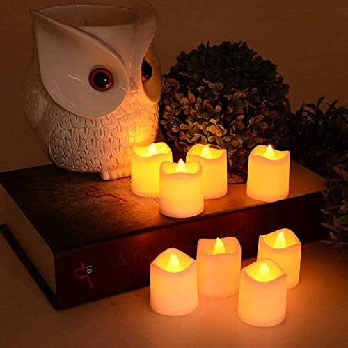 LUNSY Tea Lights, 24 Pack Flameless LED Tea Light Candles Realistic Flickering Battery Operated Tea Lights Electric Fake Candles for Birthday Party Weding Christmas Decorations in Warm White