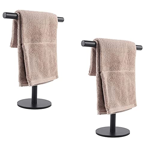 Set of 2 Matte Black SUS304 Stainless Steel T-Shaped Towel Bars for Bathroom, Kitchen or Vanity