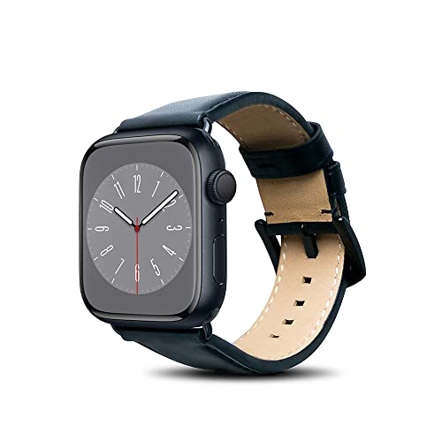 Alto Leather Band Compatible with Apple Watch Band 49mm 44mm 45mm 42mm, Classic Handmade Premium Italian Aniline Full Grain Leather Replacement Strap for Women Men, iWatch Bands for Apple Watch Series Ultra, 8 Series 7 6 SE 5 4 3 (Raven Black)