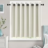AooHome 遮光カーテン 小窓 1級遮光 アイボリー 1枚入れ UV カフェカーテン 見えにくい 無地 60cm丈 省エネ 遮熱 断熱 高密度布製 目隠し 防寒 保温 洗える 間仕切り 厚手 キッチン 浴室 トレイ 子供部屋 100cm幅