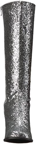 Ellie Shoes E-GOGO-G 3" Heel Glitter Gogo Boot. with Zipper. 14 / Silver | Image 1