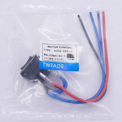 TWTADE Momentary Polarity Reverse Switch DC 12V 10A Motor Control 6 Pin 3 Position (ON)-Off-(ON) AC 110V-220V Black Boat Rocker Toggle Switch with Wire KCD2-223-JT