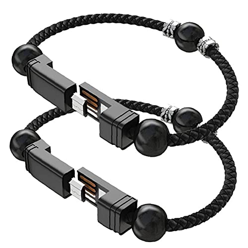 Preisvergleich Produktbild 2pack- Frauen Männer Datenkabel Geflochtene Armbänder Armreifen Ladegerät Zinklegierung Schnelles Ladekabel Für Typ-mobiltelefon Für Geschenk (22.5cm)