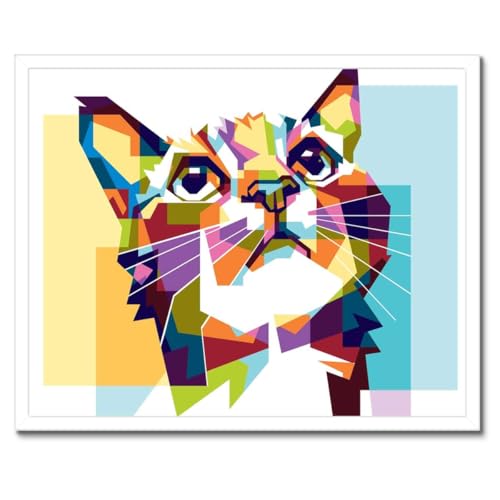 Chat abstrait poster encadré 50x40cm habillez un mur vide avec élégance rapidement