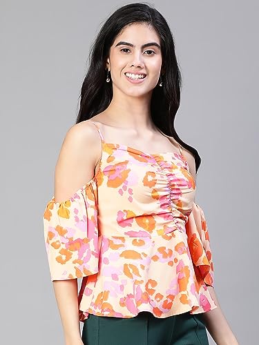 Image of oxolloxo Women Floral Print Cold Shoulder Strap Top