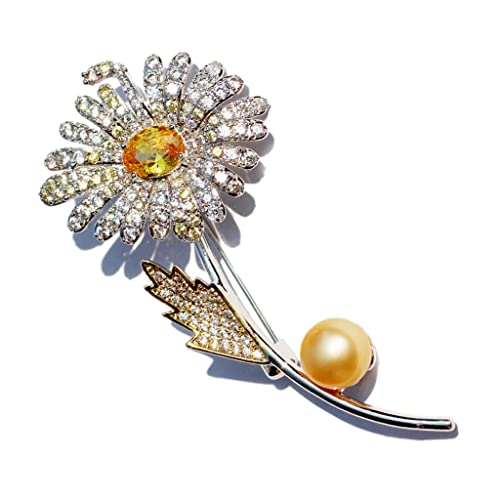 Broche tournesol perle et zircon style japonais pour fille