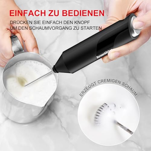 Foto von Bonsenkitchen Milchaufschäumer Elektrisch, Handheld Stab, Batteriebetrieben