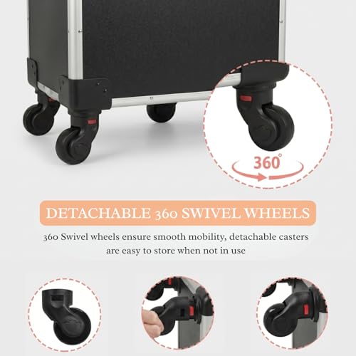Image of SHAMAX Professional Rolling Makeup Case, Cosmetic Organizer Trolley, MUA & Salon Artist Storage Vanity Locks - Trolley for Hairdressers, Salons, Beauty Lovers - 360 Universal Wheels (3599 /BS)