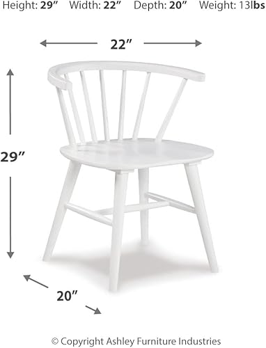 Miniatura 8 de Signature Design by Ashley Grannen - Silla de comedor moderna con respaldo de eje de 18 pulgadas, 2 unidades, color blanco