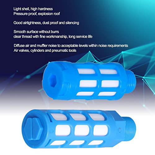 Conjunto de silenciador de escape pneumático PBT de plástico azul para cilindro válvula solenóide ta