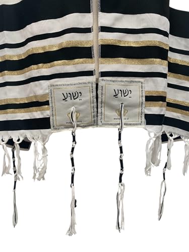 Black and Gold Stripes Messianic Tallit Talit Prayer Shawl 22"x72" with matching Bag2