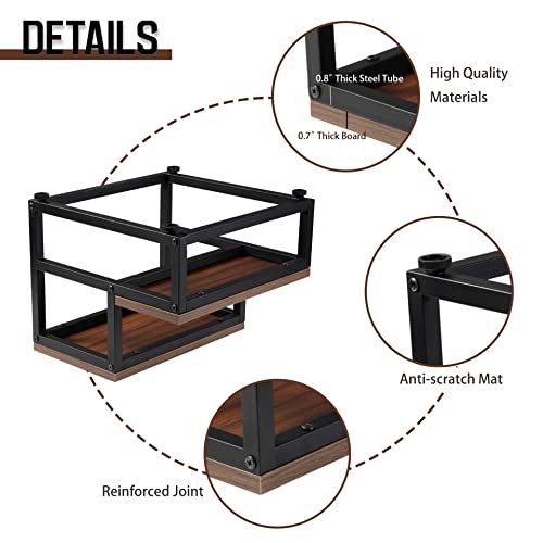 Step Stool For Adults And Kids, Wood And Metal Stepping Stool, 2 Steps With Corner Protectors, Bed Steps For High Bed, Elders And Toddler Stool For Bedroom, Bathroom, Kitchen (Brown) #TOP3