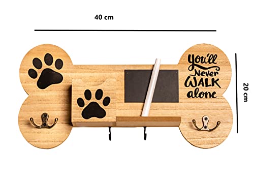 Emotiset hölzerne Wandaufhänger mit 6 Haken Ideal für hängende Leinen und Zubehör für Ihren Hund oder Pet.Customizable mit Chalkboard enthält Kreide marker.Gift Tierliebhaber.
