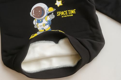 Image of Bold N Elegant Kids Fleece Lined Winter T-Shirt Jogger Set Warm Sweatshirt Pants | Stylish Astronaut Print Winter Co-ord Set for Infant Toddler Teedler Boys n Girls