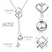 DAOCHONG Long Necklace S925 Sterling Silver Tassel Round Ball Necklace for Women, 30
