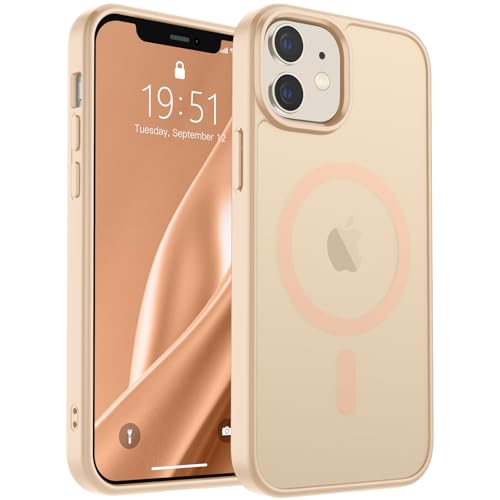 Image of SUPFINE Magnetic for iPhone 12 Mini Case & iPhone 13 Mini Case (Compatible with MagSafe) (Military Grade Drop Protection) Slim Translucent Matte Shockproof Phone Cover,Sand Pink