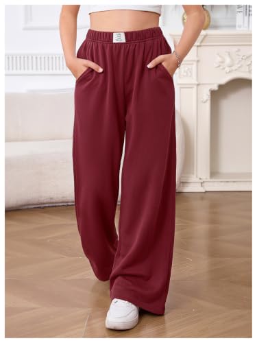Image of SOLY HUX Girl's Wide Leg Sweatpants Loose Baggy Pants with Pockets