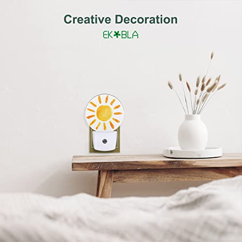 Image of EKOBLA Sunshine Night Light, Bright Sun Watercolor Night Lights Plug Into Wall with Dusk to Dawn Sensor, LED Nightlights for Bedroom, Bathroom, Gifts for Kids Teen Boys Girls Women