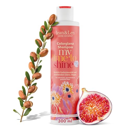 Jean & Len Shampoo Colorglanz Arganöl & Feige, für coloriertes & strapaziertes Haar, verleiht Farbintensität und Glanz, ohne Parabene und Silikone, vegan, 300 ml