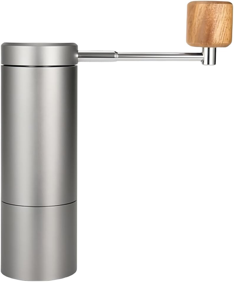 Hand cranked coffee grinder aluminum alloy body coffee grinder steel core hand cranked coffee grinder five-star hand brewed coffee grinder (grey), 5.71*5.83*1.93, Gray, LF004