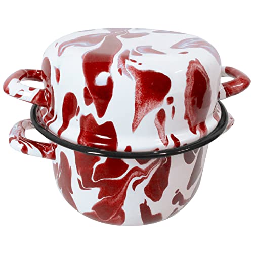 Marmite en émail rouge et blanc 20 cm Cover