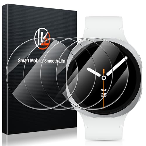 LK Lot de 4 films de protection d'écran pour Samsung Galaxy Watch 8 40mm, installation facile, résistant aux rayures, sans bulles, 9H, verre trempé pour Galaxy Watch 8 40mm [Nouveau modèle 2025]