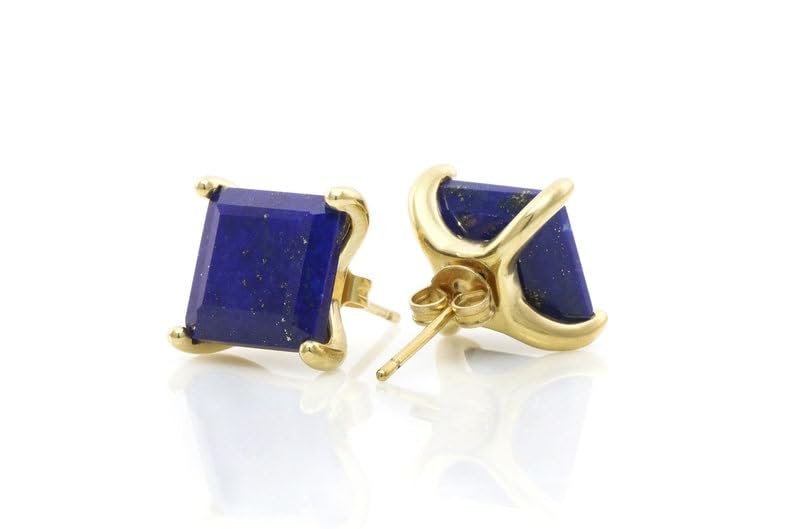 Boucles d'oreilles lapis-lazuli en argent 925 plaqué or de qualité