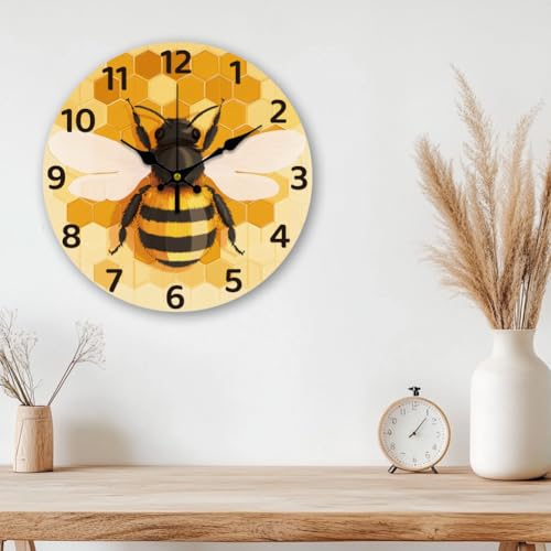 CHGCRAFT 12inch Beehive Bees Wall Clock Battery Operated Silent Non Ticking Round Decorative Clock for Office Home Living Room Bedroom Bathroom Kitchen Decor, Bees by CHGCRAFT - Image 5