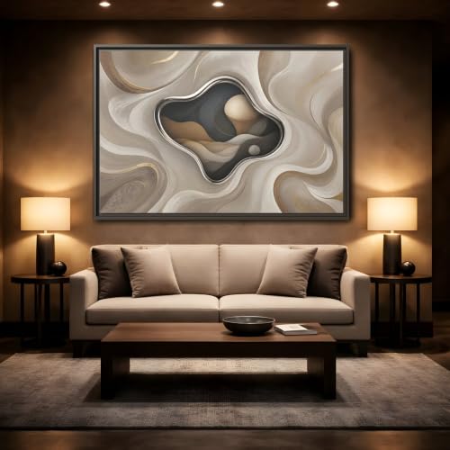 Cadre toile abstraite salon : grand tableau mural horizontal 60x40 cm moderne - 2
