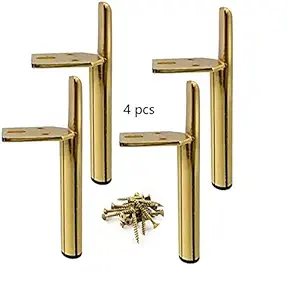 Hanghaijia Metal Furniture Legs Gold Heavy Duty Foot with Rubber Pads for Coffee Table Bench Couch Dresser Desk TV Cabinet Cupboard Replacement DIY Support Feet Set of 4 (Size : 6 inch/15cm)
