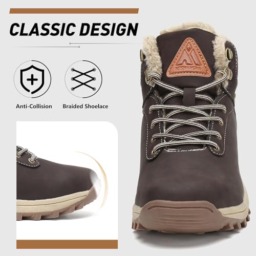 Image of Mishansha Snow Boots for Women - Waterproof Winter Hiking Boots with Warm Fur Lining, Anti-Slip Sole, Insulated Outdoor Cold Weather Booties