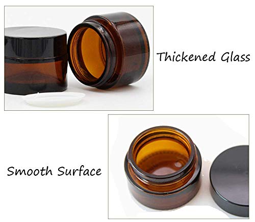 Healthcom 10 Pcs 15g/15ml Amber Glass Cosmetic Jars Empty Refillable Round Vials Pot Travel Containers Bottles Lotion Face Cream Makeup Containers with Liners Lids for Salve Cream Lip Balm Lotion4