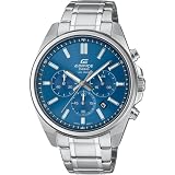Casio Edifice da uomo in acciaio inossidabile analogico quadrante blu Efv-650D-2Avudf (Ed597), colore cinturino: argento, argento, Classico
