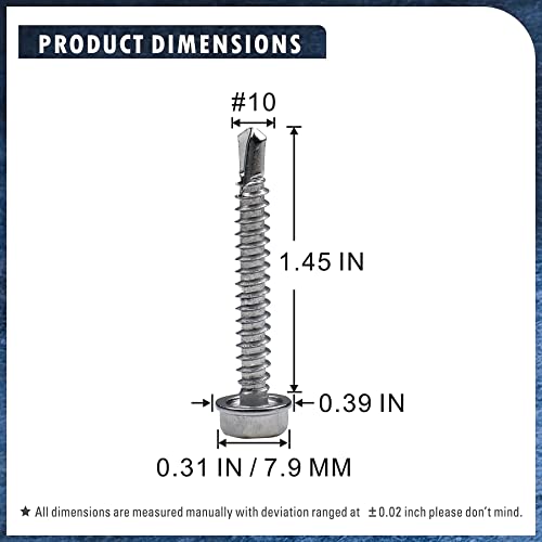 Tornillos autorroscantes de acero inoxidable #10 x 1.5 pulg. 100 pcs miniatura 2