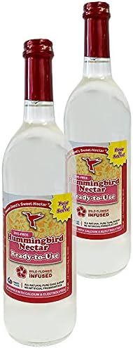 Sweet-Nectar Ready-to-Use Clear Hummingbird Nectar – 750 ml Glass Bottles, 2 Pack – All-Natural Liquid Hummingbird Food with Floral Hydrosols & Calcium – Fresh Twist Cap