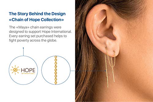 14K Gold Chain Earrings For Women, Gold Threader Earrings For Women | Double Piercing Earrings, | Gold Drop Earrings, Dangle Earrings, Long Earrings For Women, Travel Accessories For Women #TOP4