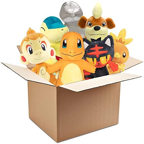 Pokemon Fire Type 8" Plush Mystery Blind Box, 3-Pack - Receive 3 Assorted Fire Type Pokemon Characters Plus Rare Collectible Silver Pokemon - Surprise Stuffed Animal Toy - Gift for Kids - 2+