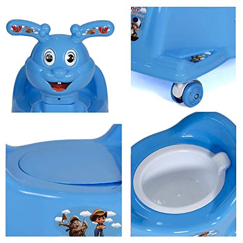 Image of Goyal's Rabbit Style Baby Potty Seat Cum Rider with Wheel and Removable Bowl for Kids (Blue)