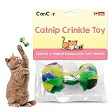 Crinkle Ball Cat Toy with Catnip 2.5 Inch (1-Pack) – Durable Dumbbell Shape for Active Play – Safer Than Foil Cat Toys