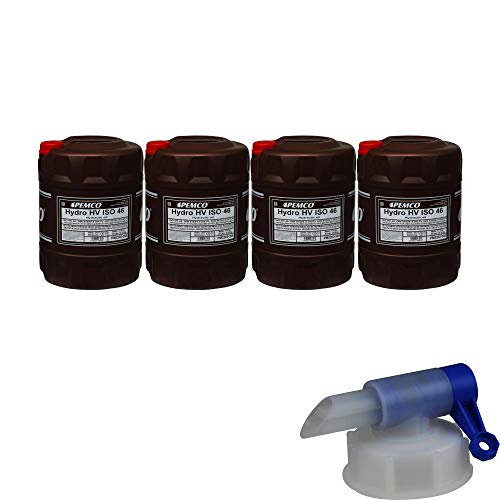 4x 20 Liter PEMCO Hydrauliköl Hydro HV ISO 46 HKP 68 Oil inkl. Auslaufhahn
