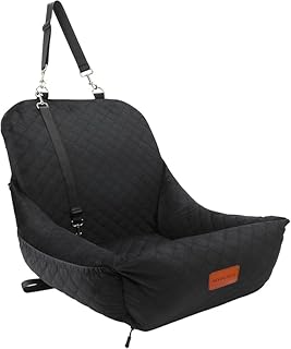 Memory-Foam Car Seat for Small Dogs (Up to 25 lb) — Ultra-Soft, Washable with Clip-On Safety Leashes & Pockets